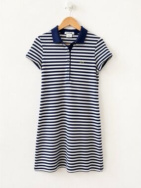 Lacoste Striped Cotton Polo Dress - Preppy Tenniscore - Size 36 - Small